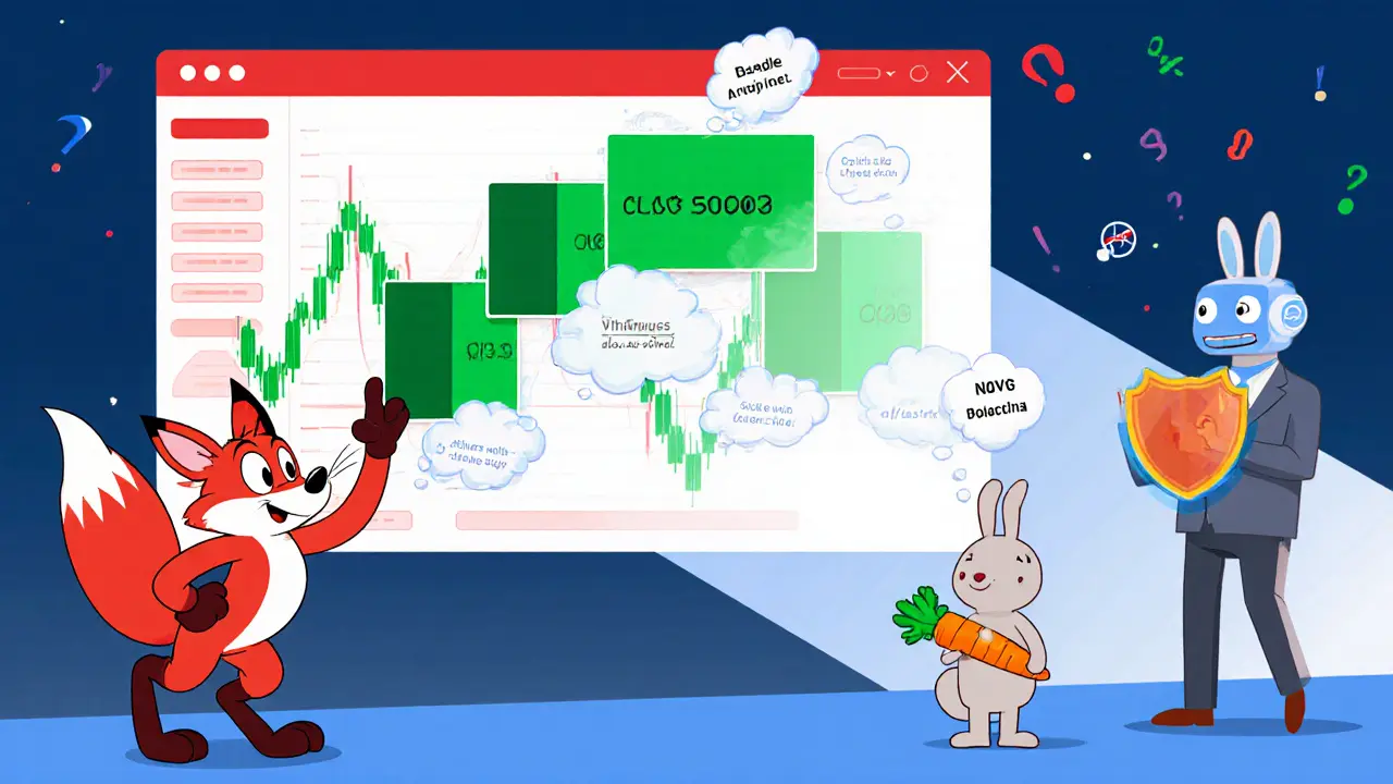 Looney Tunes fox places disappearing orders while a rabbit watches with a filter shield.