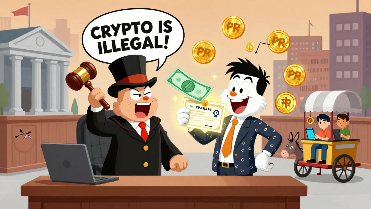 A courtroom battle between PVARA and State Bank of Pakistan over crypto legality.