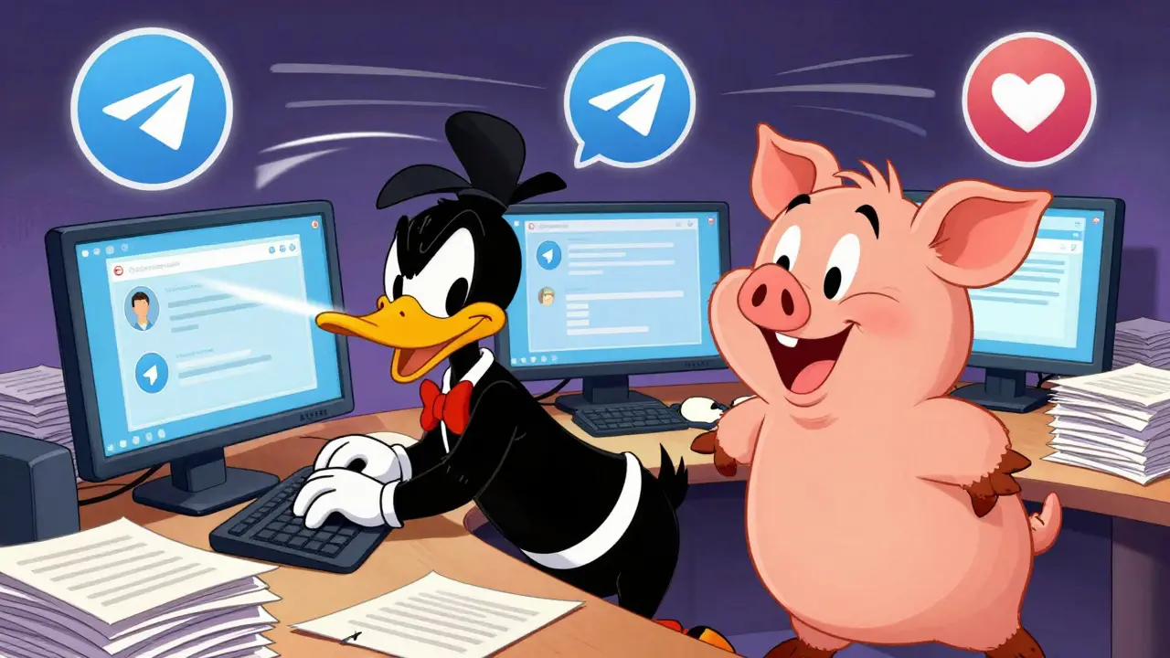 Daffy Duck and Porky Pig chatting rapidly on Discord screens