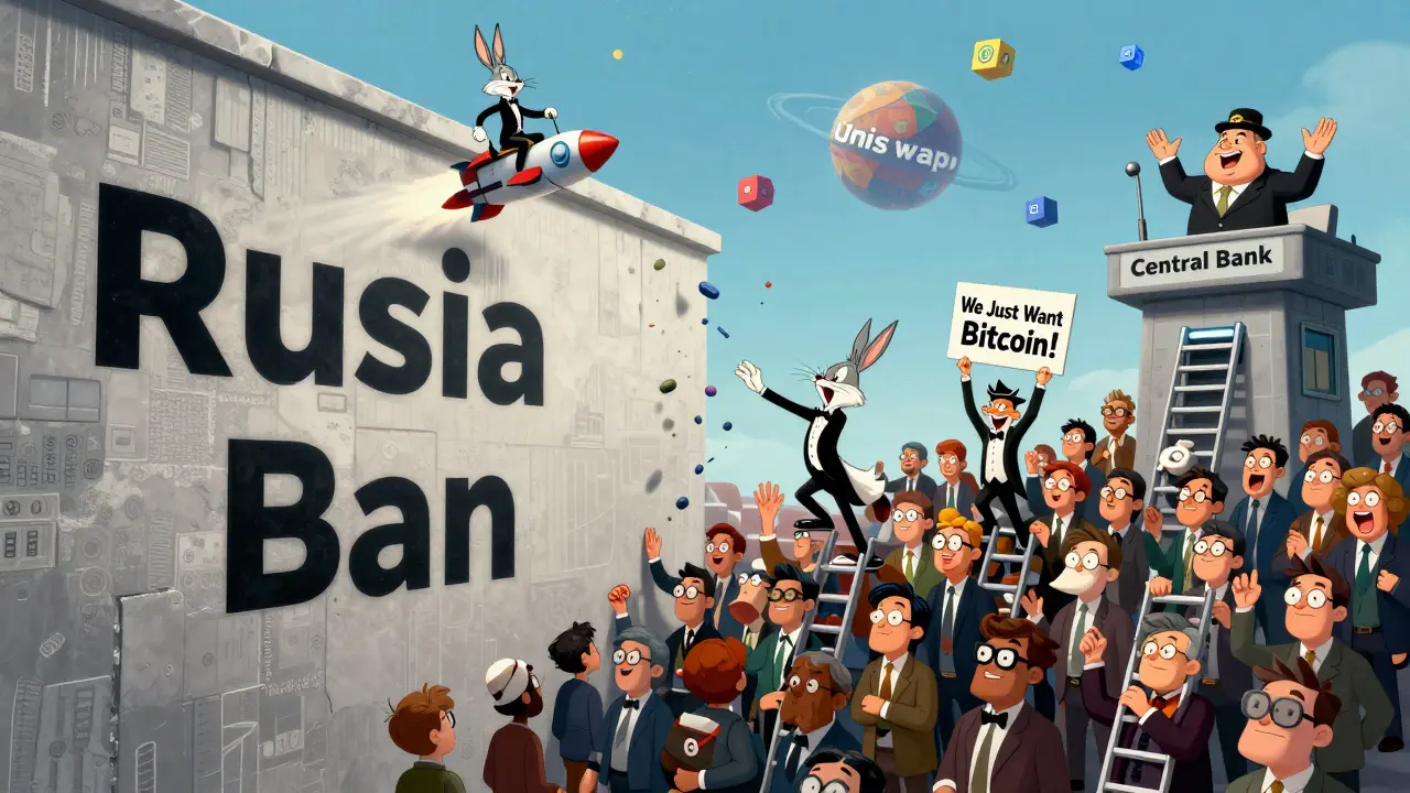 A wall divides Russians: the elite fly to DeFi while the masses climb ladders of VPNs and P2P apps to reach Bitcoin.