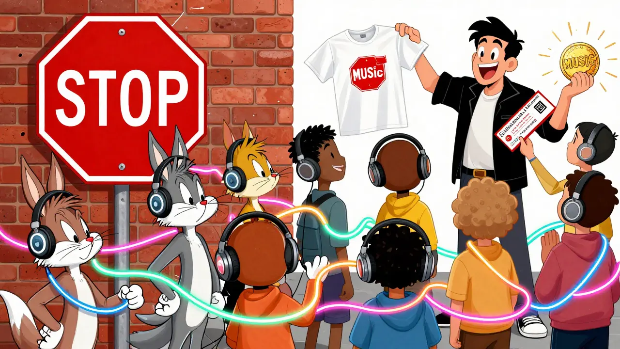 Global cartoon fans connected by digital music lines