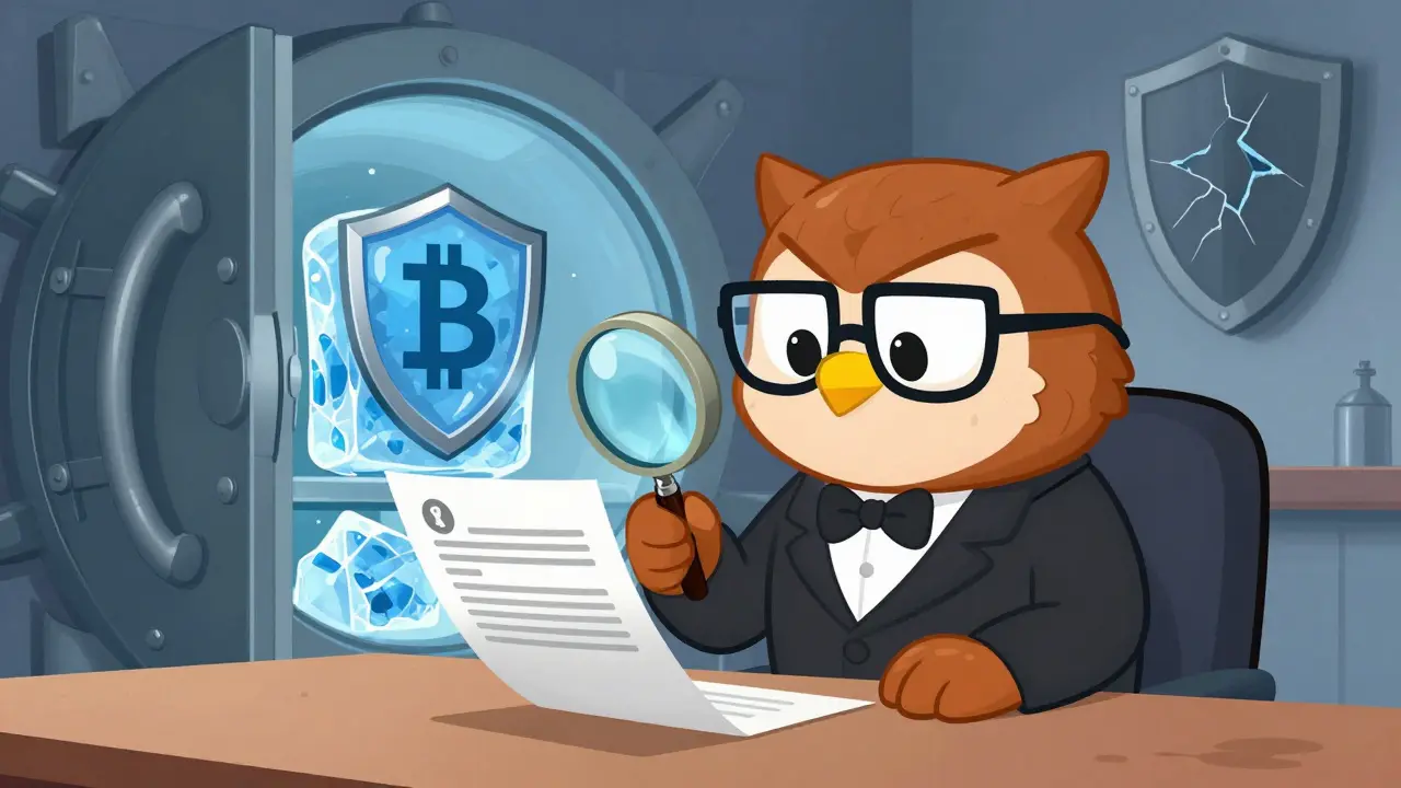 Illustration of crypto security vault and regulatory review process