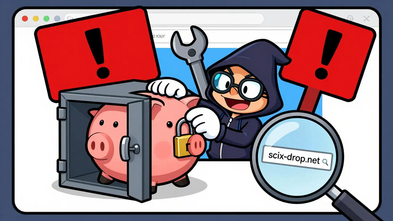 Mischievous hacker trying to break into a digital wallet in a cartoon style