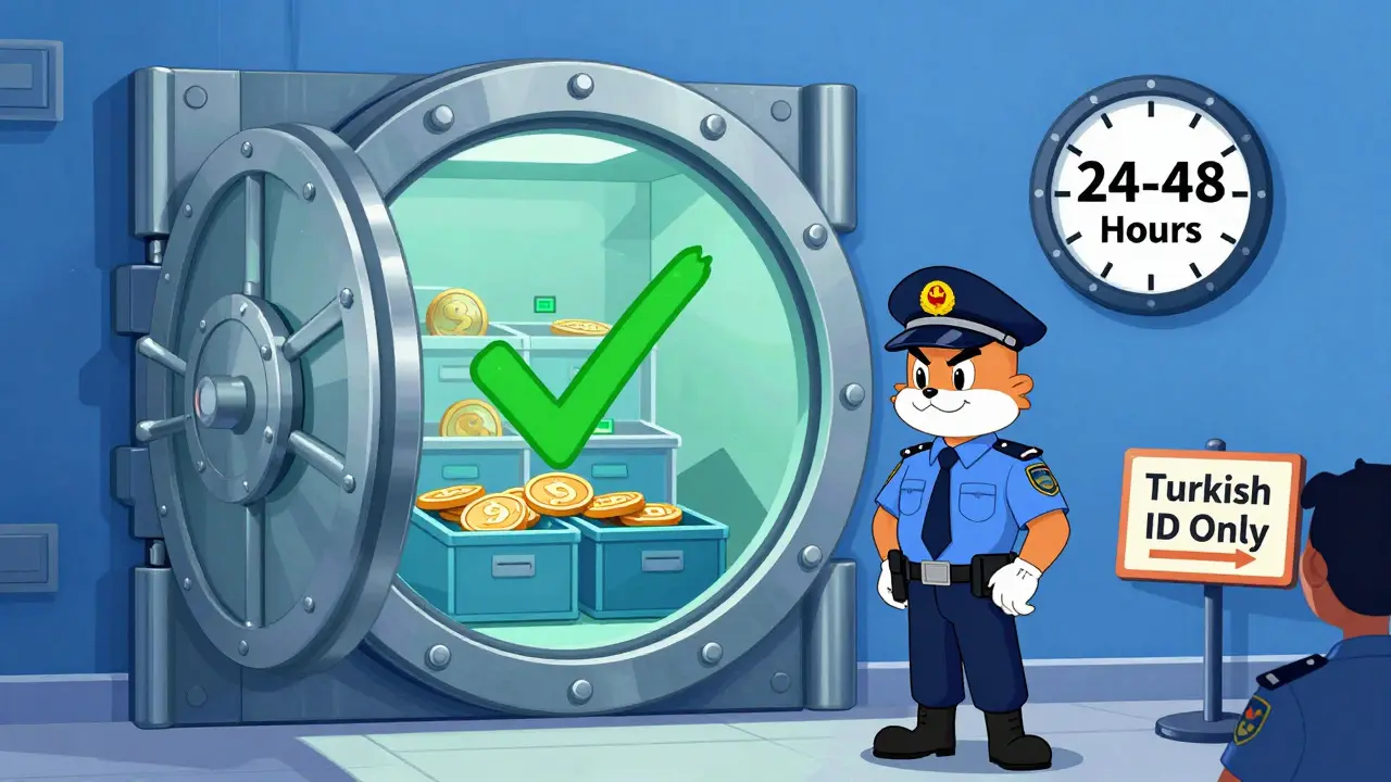 Secure vault with shield and fast verification clock in cartoon style