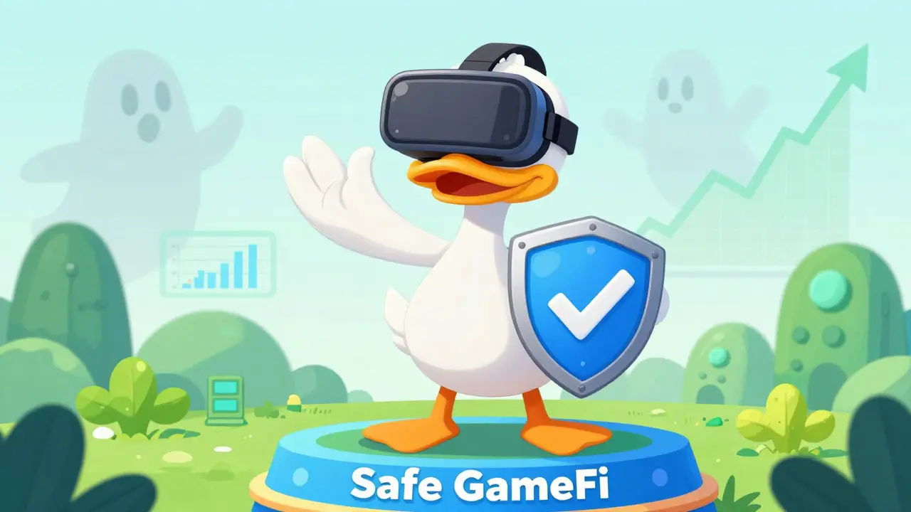 Duck character showcasing safe modern GameFi platforms