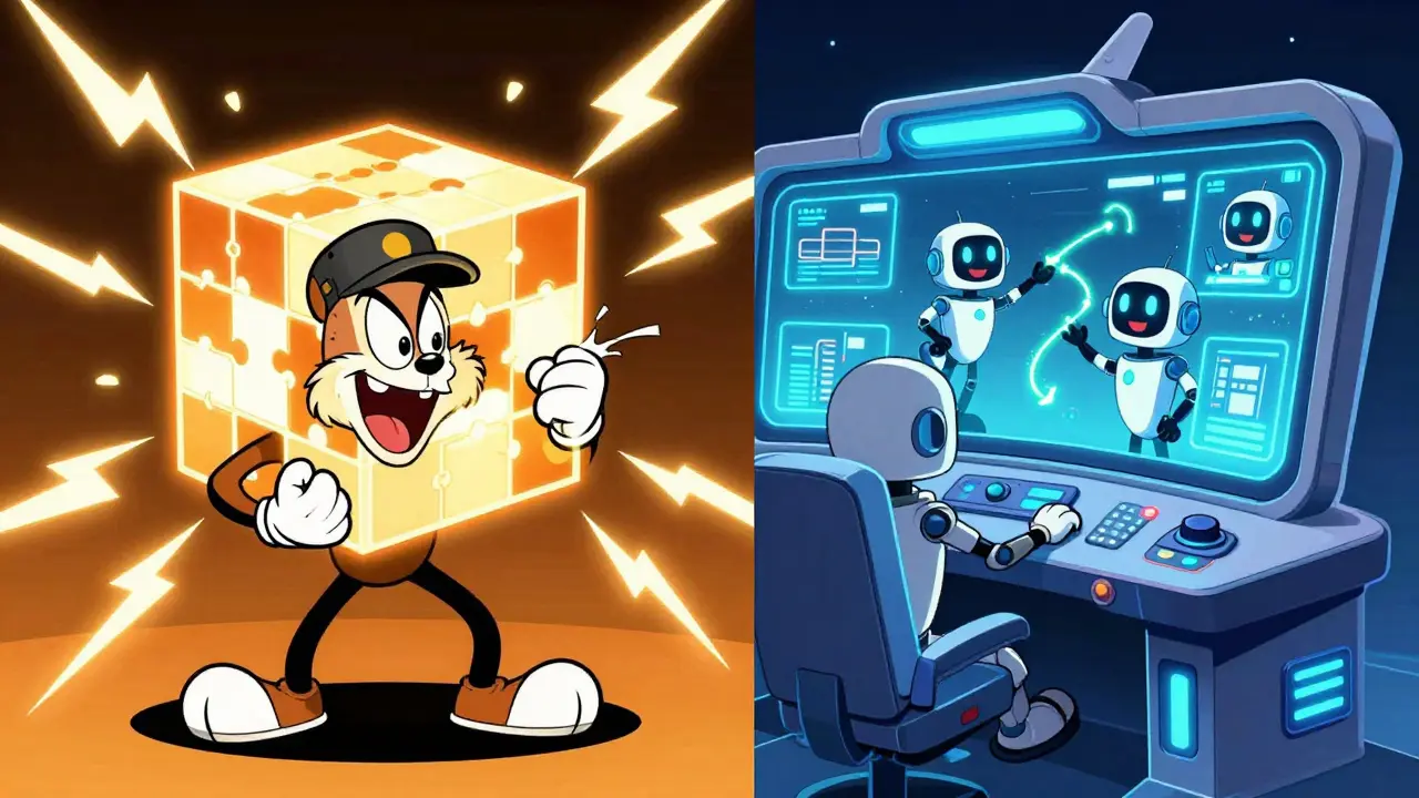 Split scene of a crypto miner and futuristic plane pilots reaching consensus.