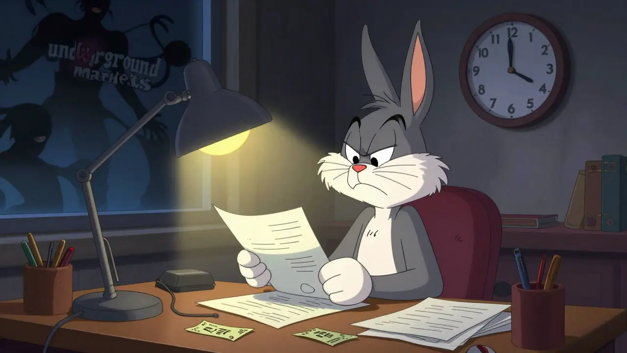 Stressed person organizing docs late at night under lamp
