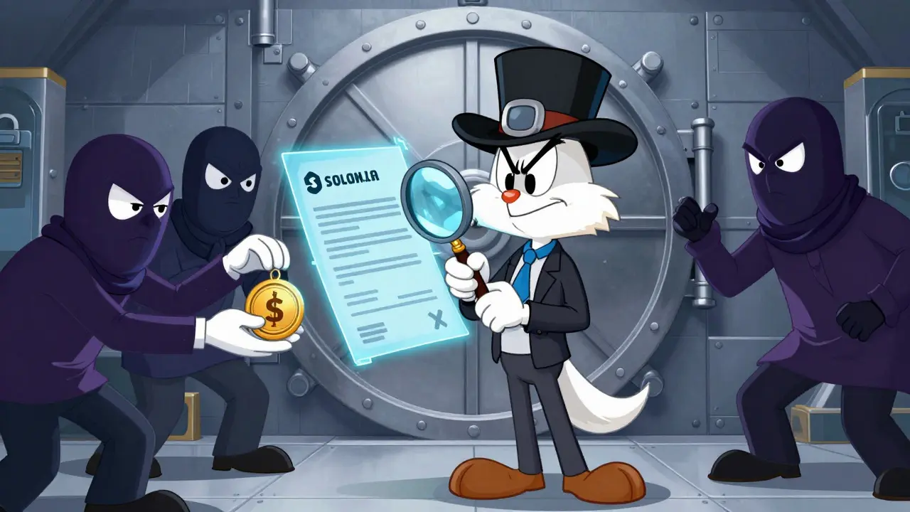 Detective verifying a crypto contract address to avoid scams