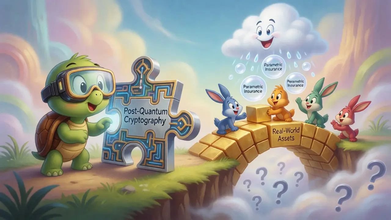 Characters building bridges with insurance protection