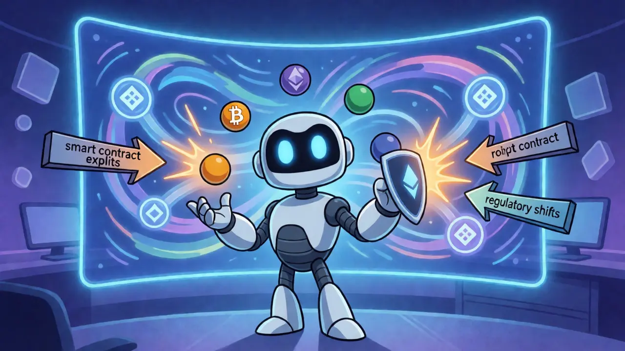 Robot managing digital assets and deflecting risks