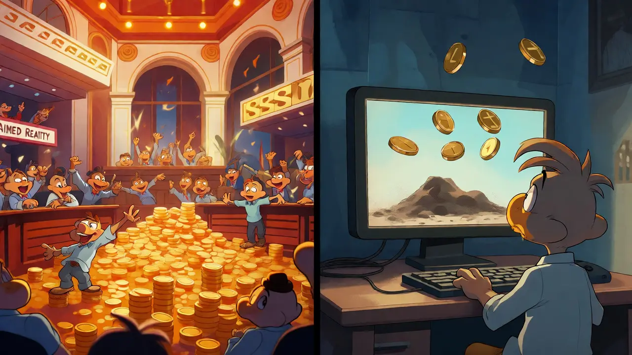 Split screen comparing busy claimed exchange vs quiet real platform
